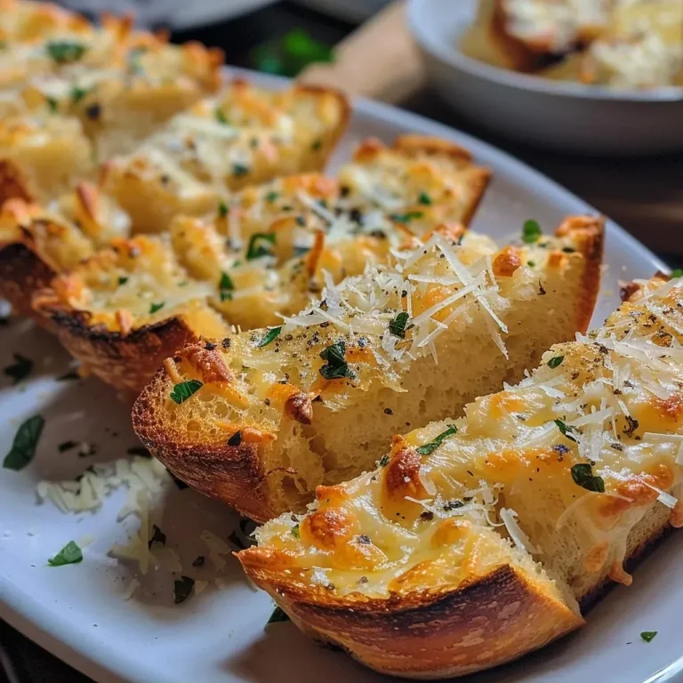 ['Close-up of golden brown garlic bread topped with melted cheese.', 'Side view of cheesy garlic bread in an air fryer basket, showing its crispy texture.', 'Freshly made garlic bread with cheese, showcasing a crunchy crust and juicy filling.', 'Homemade air fryer garlic bread with garlic and herbs, melted cheese visibly oozing.']