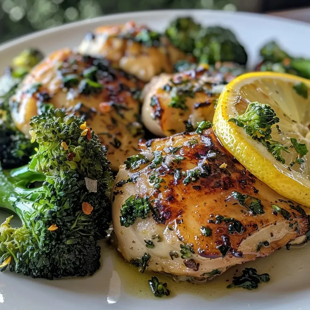 ['Close-up view of Lemon Broccoli & Herbed Chicken with brown rice penne on a plate.', 'Side view of a colorful dish featuring Lemon Broccoli, Herbed Chicken, and brown rice penne.', 'Juicy Lemon Broccoli paired with Herbed Chicken and brown rice penne, captured in a detailed shot.', 'Tasty Lemon Broccoli and Herbed Chicken served with brown rice penne, displayed from the side.']