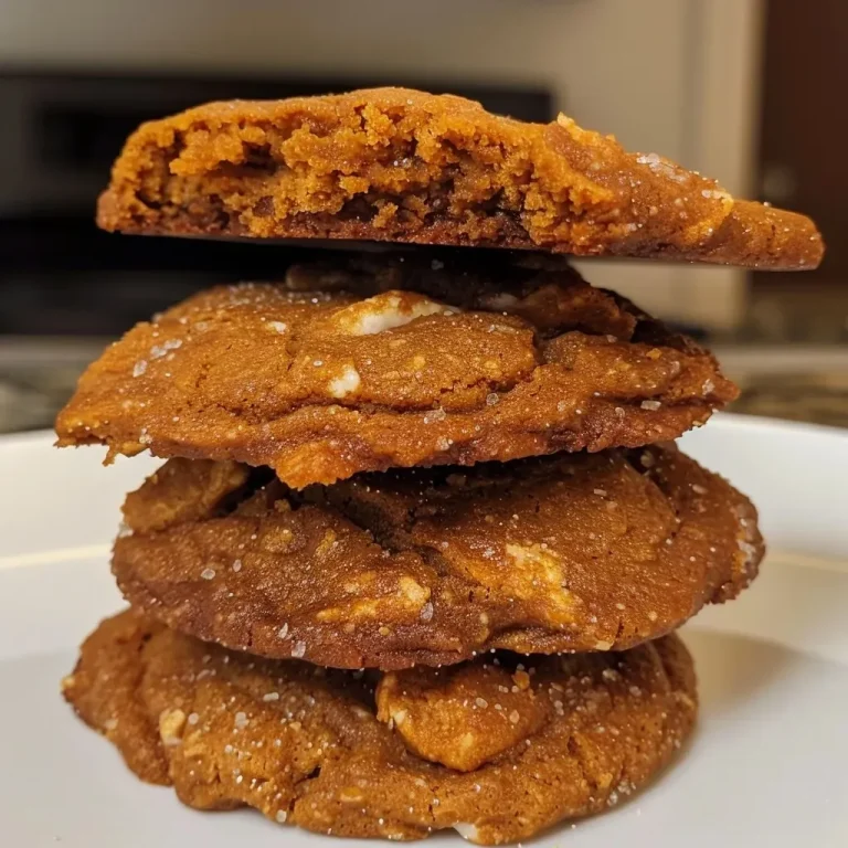['Side view of a plate filled with golden-brown pumpkin spice cookies, showcasing a soft texture.', 'Close-up of warm, low calorie pumpkin spice cookies with white chocolate chips scattered throughout.', 'A tantalizing view of freshly baked pumpkin spice cookies on a rustic wooden table.', 'Delicious pumpkin spice cookies with visible chocolate chips, ready to be enjoyed.']
