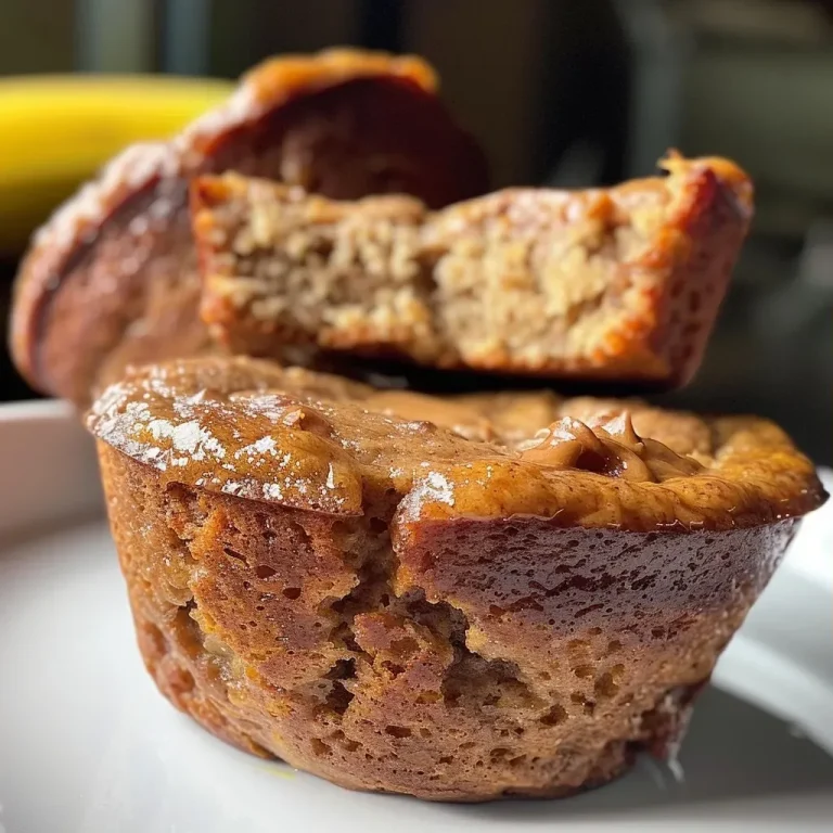 ['Close-up of golden brown protein banana muffins with a soft texture.', 'Side view of delicious protein banana muffins topped with chocolate chips.', 'Juicy protein banana muffins showcasing a moist interior and rich color.', 'Mouthwatering protein banana muffins arranged on a plate, highlighting their fluffy appearance.']