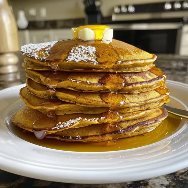 ['Close-up of fluffy pumpkin pancakes stacked on a plate.', 'Side view of golden-brown pumpkin pancakes with syrup drizzling.', 'Tasty pumpkin pancakes topped with butter and spices.', 'Delicious pumpkin pancakes with a smooth texture and warm colors.']