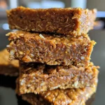 ['Close-up of pumpkin protein bars with a smooth texture and topped with nuts.', 'Side view of moist pumpkin protein bars highlighting their golden-brown color.', 'A detailed shot of a pumpkin protein bar showcasing its chewy consistency and nutty topping.', 'Close-up image of delicious-looking pumpkin protein bars arranged neatly on a plate.']