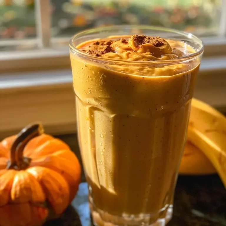 ['A creamy pumpkin protein shake in a glass, topped with a sprinkle of pumpkin pie spice.', 'A close-up view of a delicious pumpkin smoothie, showcasing its rich orange color and smooth texture.', 'A side view of a pumpkin pie smoothie in a clear glass, with ingredients arranged around it.', 'A refreshing pumpkin protein shake made with almond milk, Greek yogurt, and pumpkin puree in a vibrant glass.']