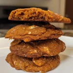 ['Close-up of golden-brown pumpkin spice cookies on a rustic wooden table.', 'Side view of freshly baked pumpkin spice cookies with a soft texture.', 'Delicious pumpkin spice cookies arranged on a white plate, highlighting their warmth.', 'A delectable stack of pumpkin spice cookies with a sprinkle of cinnamon on top.']