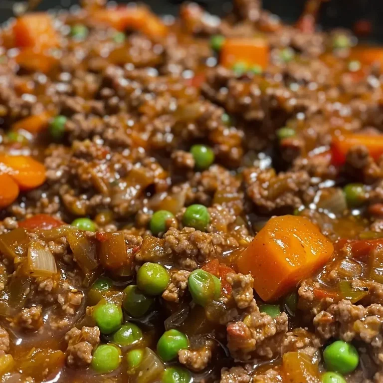 ['Close-up of a bowl filled with juicy Savoury Mince, featuring ground beef and vegetables.', 'Side view of a hearty Savoury Mince dish, showcasing its rich texture and color.', 'Delicious Savoury Mince displayed in a bowl, highlighting minced beef and vibrant vegetables.', 'Close-up image of Savoury Mince, with visible peas, carrots, and spices, taken with an iPhone.']
