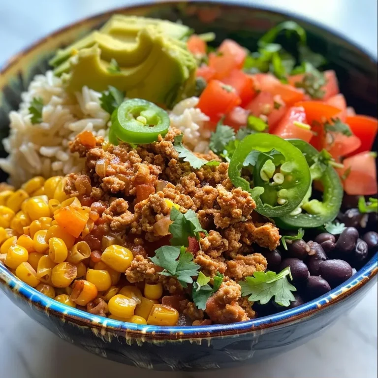 ['Close-up view of a vibrant Turkey Taco Burrito Bowl filled with colorful ingredients.', 'Side view of a hearty Turkey Taco Burrito Bowl showcasing various toppings and textures.', 'Detailed shot of a Turkey Taco Burrito Bowl featuring ground turkey, rice, and fresh garnishes.', 'Delicious Turkey Taco Burrito Bowl with layers of cooked turkey, beans, and fresh vegetables.']