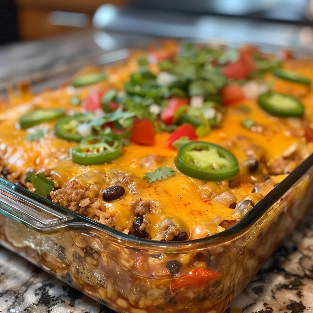 ['Close-up side view of a beef burrito casserole topped with melted cheese and fresh cilantro.', 'Juicy beef burrito casserole with layers of tortillas, ground beef, and cheese, garnished with lime.', 'Delicious beef burrito casserole showcasing a creamy texture and vibrant colors from fresh ingredients.', 'Mouthwatering beef burrito casserole captured from the side, highlighting its cheesy, layered goodness.']