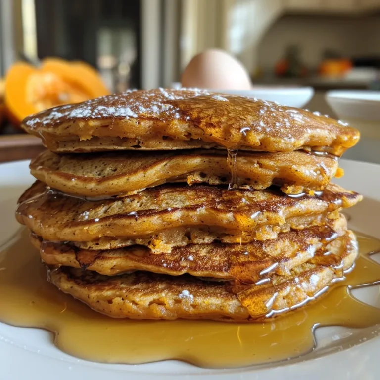 ['Close-up of golden-brown pumpkin pancakes stacked on a plate.', 'Side view of fluffy pumpkin pancakes topped with syrup and cinnamon.', 'Delicious pumpkin pancakes arranged on a colorful plate, ready to serve.', 'Mouthwatering pumpkin pancakes with a light dusting of pumpkin pie spice.']