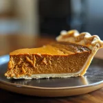 ['Side view of a classic pumpkin pie with decorative leaf crust.', 'Close-up of a pumpkin pie showcasing its leaf-shaped crust.', 'Detailed side view of a pumpkin pie highlighting the intricate leaf design.', 'A slice of pumpkin pie with a beautifully crafted leaf crust.']