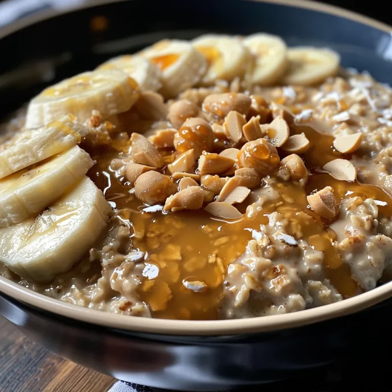 ['A close-up side view of creamy peanut butter banana oatmeal topped with sliced bananas and drizzled with maple syrup.', 'A delicious bowl of oatmeal featuring peanut butter powder, slices of banana, and a creamy texture, captured from the side.', 'A vibrant side view of oatmeal mixed with peanut butter and banana, showcasing its creamy and inviting appearance.', 'A detailed look at a bowl of oatmeal with peanut butter and banana, garnished with chocolate chips and yogurt.']