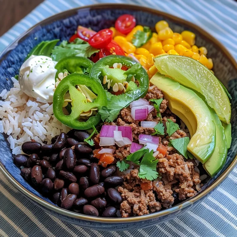 ['A close-up view of a Chicken Burrito Bowl filled with colorful ingredients.', 'Side view of a Chicken Burrito Bowl showcasing juicy chicken, rice, and vegetables.', 'A detailed shot of a Chicken Burrito Bowl featuring lean protein and fresh veggies.', 'An appetizing Chicken Burrito Bowl highlighting wholesome brown rice and vibrant colors.']