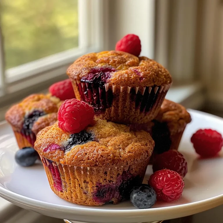 ['Close-up view of a muffin bursting with mixed berries.', 'Juicy mixed berry muffins with strawberries, raspberries, and blueberries.', 'Side view of delicious mixed berry muffins on a plate.', 'Freshly baked mixed berry muffins showcasing vibrant fruits.']