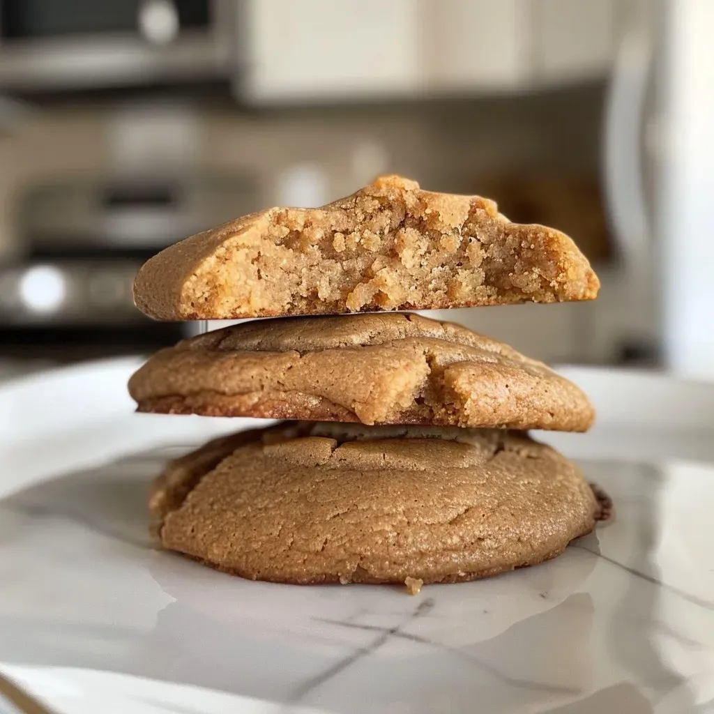 ['A close-up side view of freshly baked vanilla protein snack cookies on a plate.', 'Juicy, golden-brown vanilla protein cookies displayed with a soft texture.', 'Delicious-looking protein snack cookies featuring a golden crust and a soft center.', 'An iPhone 15 Pro photo capturing the details of vanilla protein cookies with a glossy finish.']