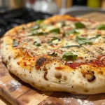 ['Close-up view of raw whole wheat Neapolitan pizza dough, showcasing its texture and color.', 'Side view of fresh whole wheat pizza dough with visible grains, ready for baking.', 'Detailed shot of whole wheat Neapolitan pizza dough, highlighting its elasticity and consistency.', 'Raw whole wheat pizza dough on a surface, emphasizing its rustic appearance.']