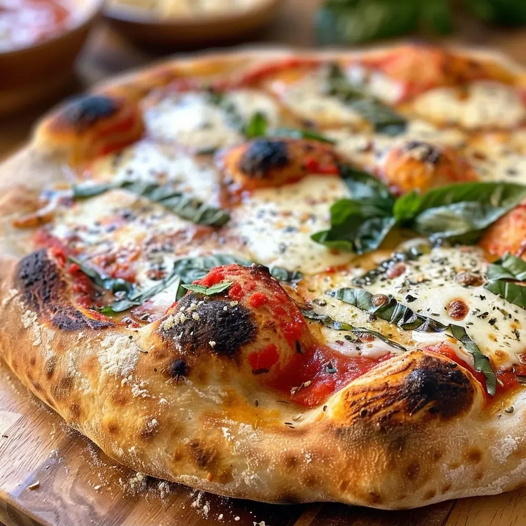 ['Close-up view of raw whole wheat Neapolitan pizza dough, showcasing its texture and color.', 'Side view of fresh whole wheat pizza dough with visible grains, ready for baking.', 'Detailed shot of whole wheat Neapolitan pizza dough, highlighting its elasticity and consistency.', 'Raw whole wheat pizza dough on a surface, emphasizing its rustic appearance.']