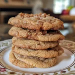 ['Close-up side view of baked apple cider cookies with a golden-brown crust.', 'A detailed shot of freshly baked apple cider cookies, showcasing their soft texture and spices.', 'Side view of apple cider cookies, highlighting the rich color and baked appearance.', 'Close-up of apple cider cookies arranged on a textured surface, with a hint of glaze.']