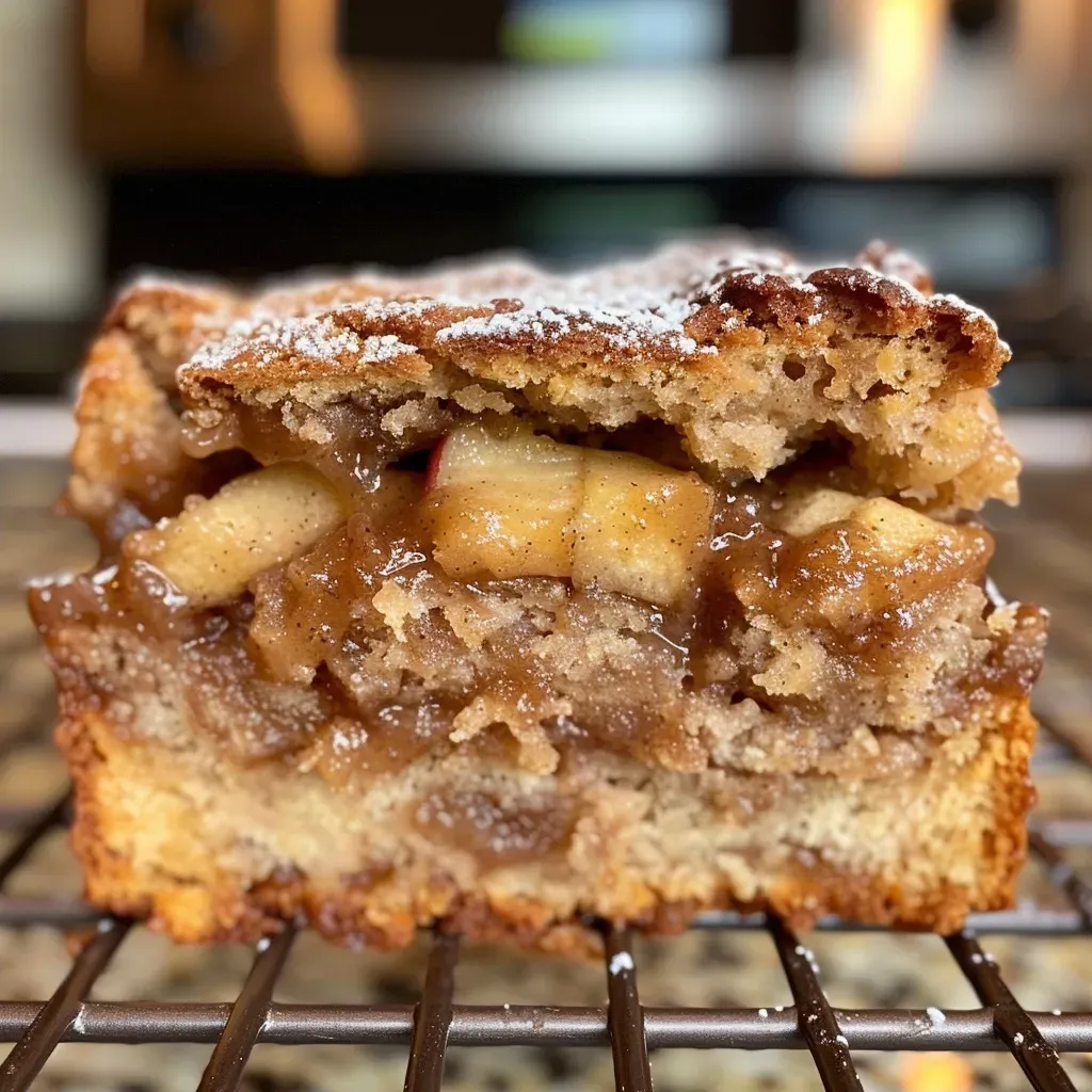 ['Close-up view of a golden-brown Apple Fritter Bread with visible apple chunks.', 'Side view of freshly baked Apple Fritter Bread, showcasing its fluffy texture and cinnamon topping.', 'Juicy Apple Fritter Bread with a dusting of powdered sugar and slices of apple peeking through.', 'Detailed shot of moist Apple Fritter Bread, highlighting its rich golden crust and soft interior.']