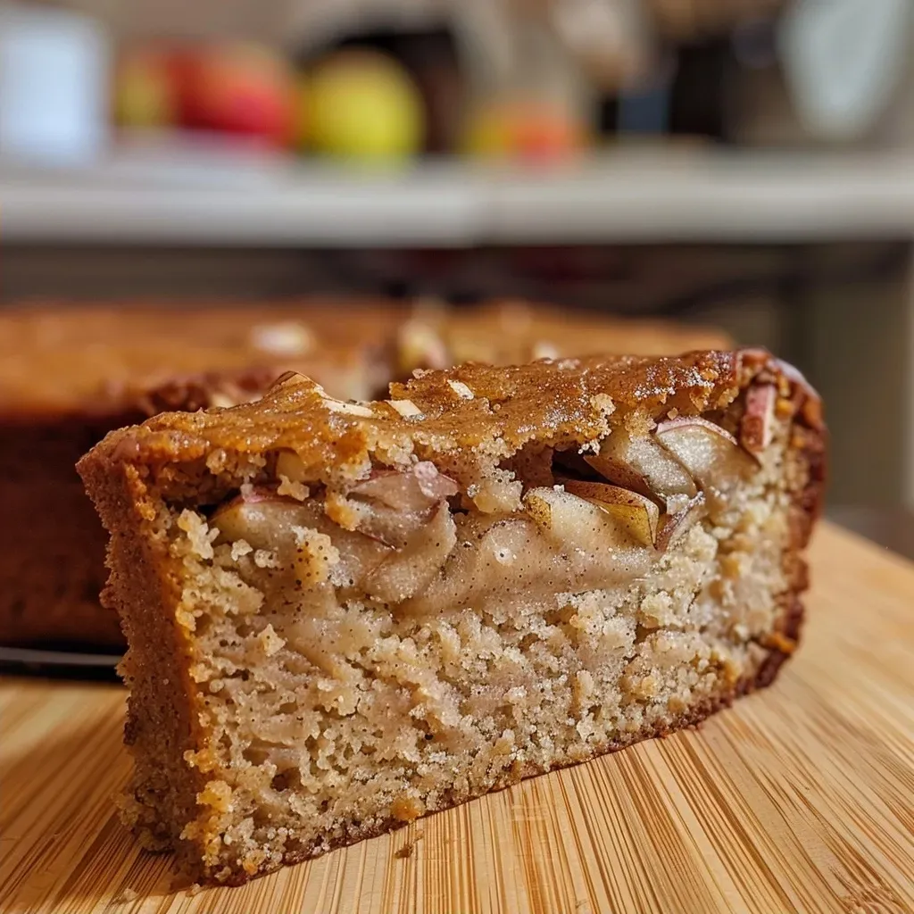 ['Close-up view of a moist apple spice cake with visible apple chunks and spices.', 'Side shot of a beautifully frosted apple spice cake with pecans on top.', 'Juicy apple spice cake displayed against a neutral background, showcasing its texture.', 'Rich, layered apple spice cake with a creamy glaze and scattered chopped pecans.']