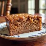 ['Close-up view of a moist Old-Fashioned Applesauce Cake with visible walnuts and cinnamon dusting.', 'Side view of a slice of juicy Applesauce Cake showcasing its texture and rich color.', 'Delicious slice of Applesauce Cake with a moist interior and topped with a sprinkle of cinnamon.', 'Textured side profile of a homemade Applesauce Cake, highlighting its golden brown crust and soft crumb.']
