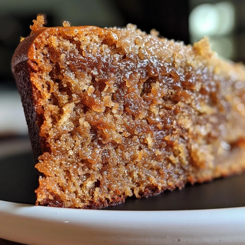 ['Close-up view of a moist Old-Fashioned Applesauce Cake with visible walnuts and cinnamon dusting.', 'Side view of a slice of juicy Applesauce Cake showcasing its texture and rich color.', 'Delicious slice of Applesauce Cake with a moist interior and topped with a sprinkle of cinnamon.', 'Textured side profile of a homemade Applesauce Cake, highlighting its golden brown crust and soft crumb.']