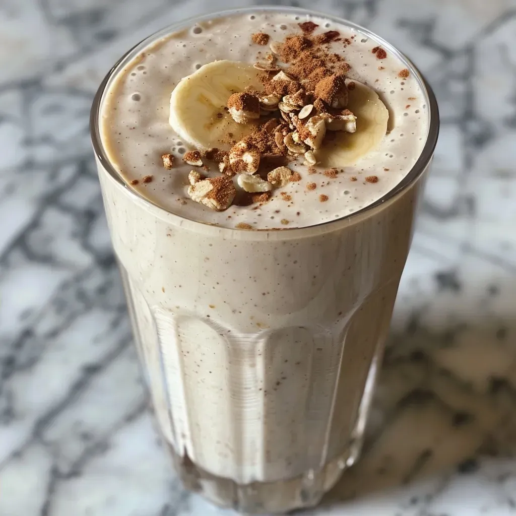 ['Close-up view of a creamy banana almond smoothie in a glass, garnished with almond slices.', 'Side view of a delicious banana almond smoothie with a straw, showcasing its thick texture.', 'Refreshing banana almond smoothie in a transparent glass on a wooden table, highlighting its ingredients.', 'A vibrant banana almond smoothie with visible banana pieces and a sprinkle of cinnamon on top.']