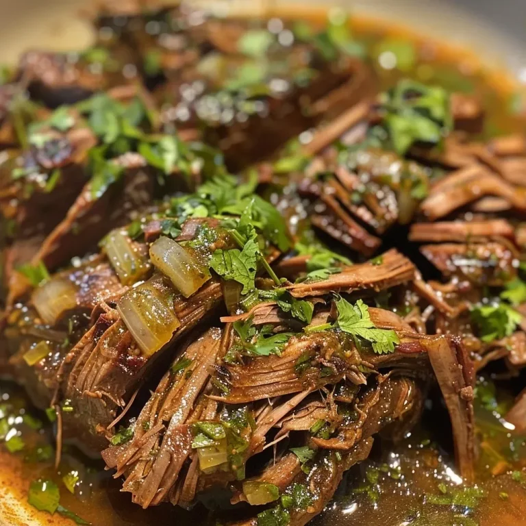 ['Close-up of juicy Beef Barbacoa in a bowl, garnished with cilantro.', 'Side view of tender Beef Barbacoa, showcasing its rich color and texture.', 'Detailed image of slow-cooked Beef Barbacoa with lime wedges and cilantro.', 'Appetizing display of Beef Barbacoa served in a rustic bowl.']