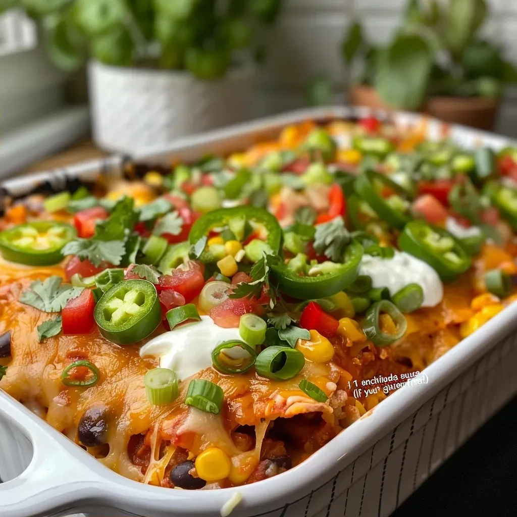 ['Close-up view of a Black Bean and Butternut Squash Casserole with layers of tortillas and melted cheese.', 'Side view of a colorful casserole featuring black beans, butternut squash, and vibrant bell peppers.', 'Savory Black Bean and Butternut Squash Casserole with visible layers of cheese and vegetables.', 'Detailed shot of a hearty casserole dish showcasing cubed butternut squash and topped with shredded mozzarella.']