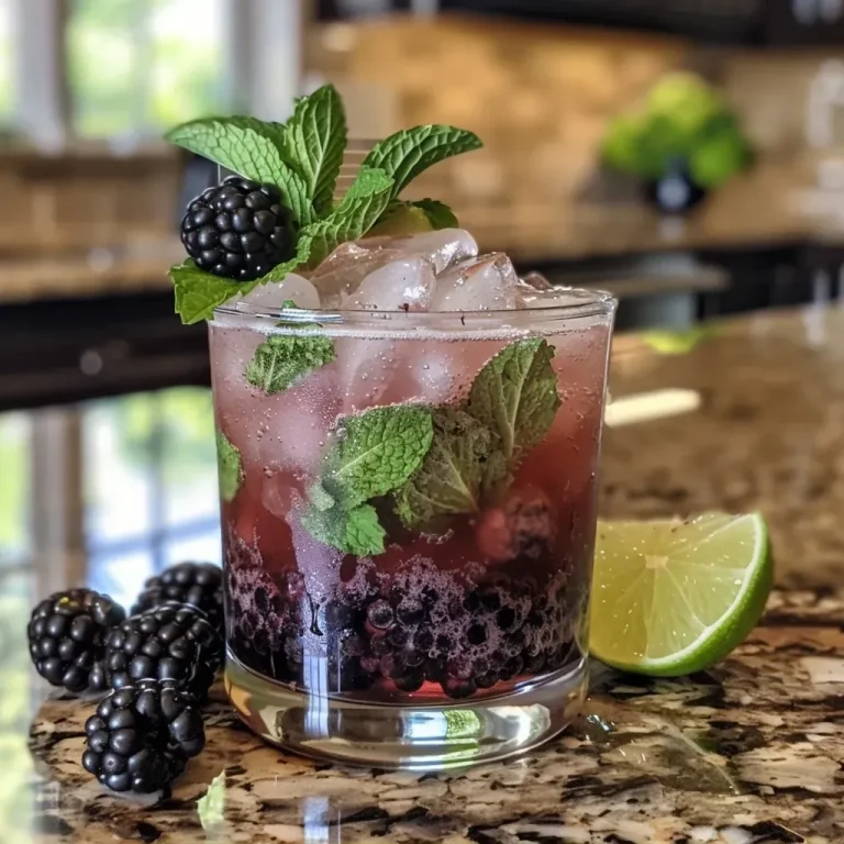['Close-up view of Blackberry Bourbon Smash cocktail in a glass.', 'Side profile of a refreshing Blackberry Bourbon Smash with ice and mint.', 'Detailed shot of a Blackberry Bourbon Smash garnished with mint and blackberries.', 'Glass of Blackberry Bourbon Smash featuring rich colors and ice cubes.']