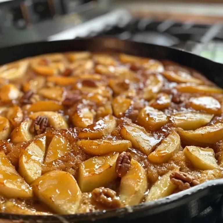 ['Close-up of a slice of Brown Butter Apple Cinnamon Skillet Cake showcasing its moist texture and apple pieces.', 'Side view of a freshly baked Brown Butter Apple Cinnamon Skillet Cake with a golden-brown crust and apple chunks.', 'Detail shot of Brown Butter Apple Cinnamon Skillet Cake highlighting the cinnamon topping and apple slices.', 'Appetizing image of Brown Butter Apple Cinnamon Skillet Cake with melted butter glistening on top and a hint of cinnamon.']