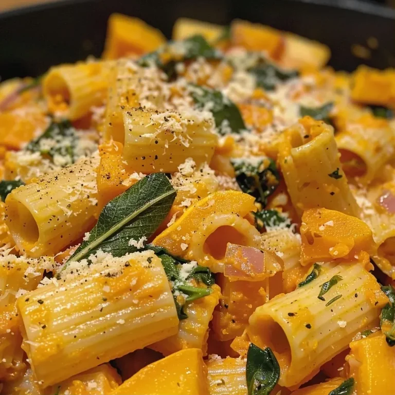 ['Close up of Butternut squash and sage pasta with vibrant orange and green colors.', 'A plate of Butternut squash and sage pasta, showcasing diced squash and fresh sage leaves.', 'Side view of a delicious pasta dish featuring butternut squash and sage, with herbs and spices.', 'Juicy pasta made with butternut squash, red onion, and sage, beautifully arranged on a plate.']