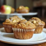['Close-up view of freshly baked Chai Apple Muffins, showcasing their golden-brown tops and apple chunks.', 'Side-angle photo of Chai Apple Muffins with a focus on their moist texture and surface details.', 'Detailed image of delicious Chai Apple Muffins displaying the vibrant apple pieces and spice flecks.', 'Mouthwatering close-up of Chai Apple Muffins highlighting the golden crust and fluffy interior.']