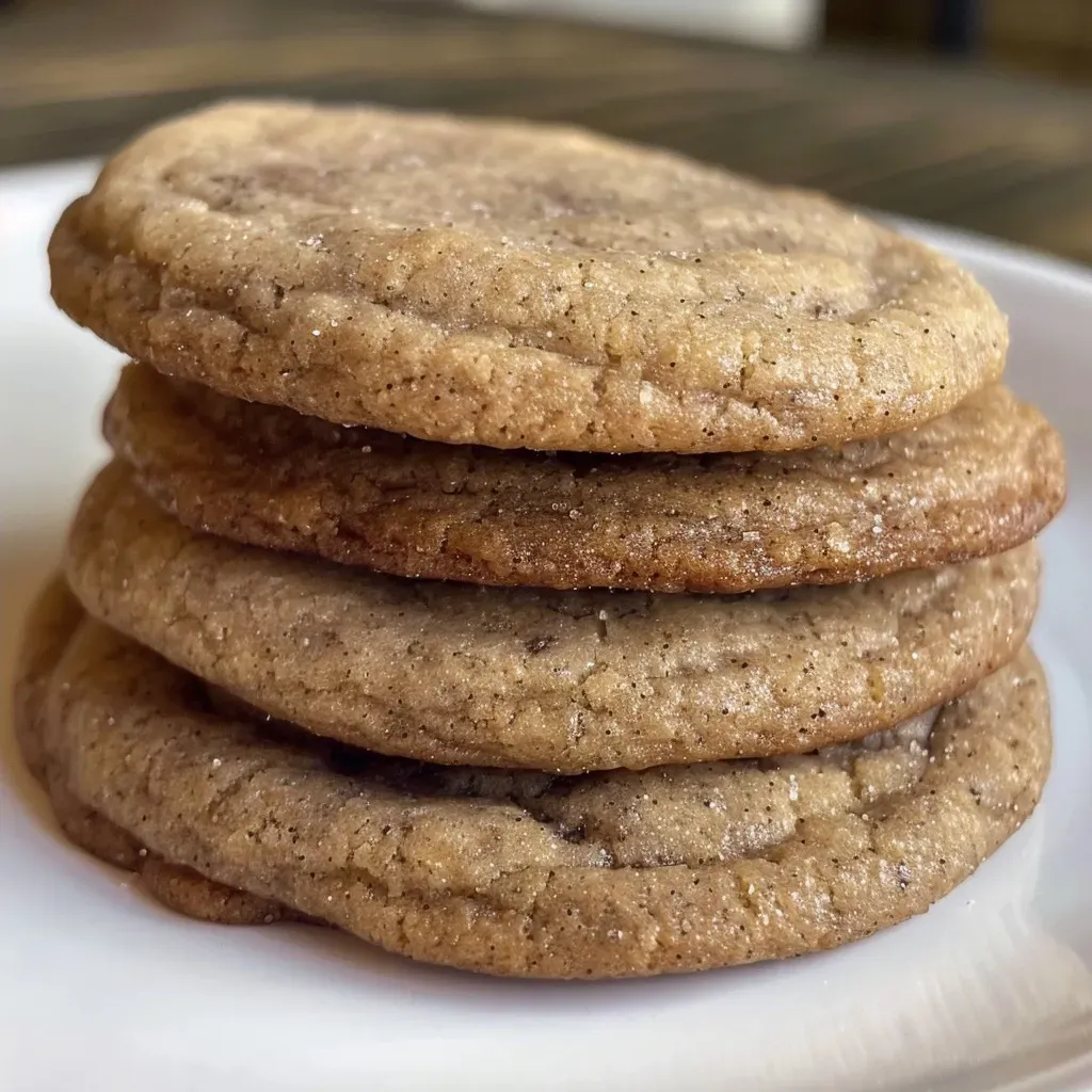 ['Close-up of golden-brown Chai Cookies with a sprinkle of cinnamon.', 'Side view of freshly baked Chai Cookies showcasing their texture and spices.', 'Deliciously soft Chai Cookies arranged neatly on a plate.', 'Juicy Chai Cookies with visible spice flecks and a warm, inviting color.']