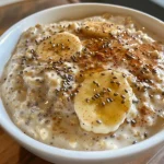 ['Close-up of a bowl of Chai Latte Overnight Oats with toppings.', 'Side view of creamy Chai Latte Overnight Oats with sliced fruits and nuts.', 'A delicious portion of Chai Latte Overnight Oats in a glass jar, garnished with berries.', 'Vibrant Chai Latte Overnight Oats displayed with a rustic background.']