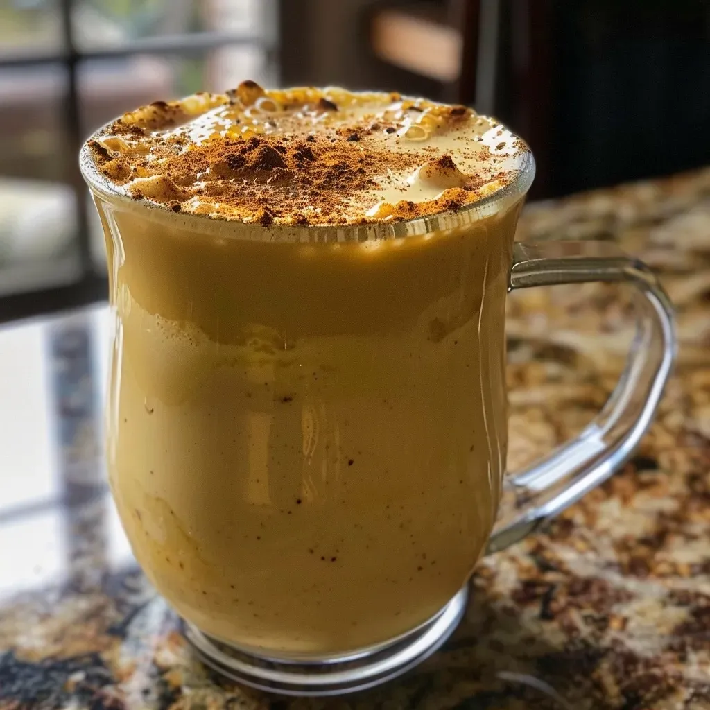 ['A close-up side view of a glass of rich Chai Spice Eggnog.', 'A creamy Chai Spice Eggnog in a clear glass, garnished with a sprinkle of chai spice.', 'Side view of thick Chai Spice Eggnog, showcasing its creamy texture and color.', 'A glass of Chai Spice Eggnog with a cinnamon stick, highlighting its festive presentation.']