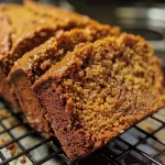 ['A slice of moist Chai Spiced Pumpkin Bread with a hint of chai spices visible.', 'Close-up view of Chai Spiced Pumpkin Bread showcasing its rich color and texture.', 'Side angle of a loaf of Chai Spiced Pumpkin Bread with a slice cut, revealing the inside.', 'Juicy pumpkin bread infused with chai spices, displayed on a wooden cutting board.']