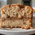 ['A close-up side view of a slice of Cinnamon Apple Bread showcasing its moist texture and apple chunks.', 'A delectable slice of Cinnamon Apple Bread highlighting its golden crust and juicy apple pieces.', 'A side view of a piece of Cinnamon Apple Bread revealing its cinnamon-sugar topping and soft interior.', 'A close-up of Cinnamon Apple Bread featuring cinnamon swirls and visible apple slices.']