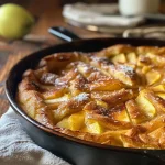 ['A delicious Cinnamon Apple Dutch Baby pancake with a golden-brown exterior and apple slices on top.', 'Close-up view of a Cinnamon Apple Dutch Baby, highlighting the fluffy texture and cinnamon dusting.', 'A beautifully baked Cinnamon Apple Dutch Baby served in a skillet, featuring caramelized apple pieces.', 'Side view of a Cinnamon Apple Dutch Baby, showcasing its airy consistency and mouthwatering toppings.']