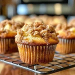 ['Close-up view of warm Cinnamon Streusel Muffins with a golden-brown topping.', 'Side view of freshly baked Cinnamon Streusel Muffins showcasing their crumbly texture.', 'Juicy Cinnamon Streusel Muffins displayed with a crunchy streusel topping.', 'Deliciously moist Cinnamon Streusel Muffins highlighted from a side angle.']