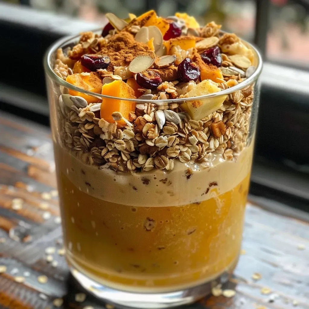 ['Close-up of a vibrant Citrus Smoothie Parfait layered with granola and currants.', 'Side view of a delicious Citrus Smoothie Parfait featuring bright orange smoothie and crunchy toppings.', 'Juicy Citrus Smoothie Parfait in a glass, showcasing layers of orange smoothie, granola, and red currants.', 'Colorful Citrus Smoothie Parfait with granola, orange segments, and fresh currants in a side view.']