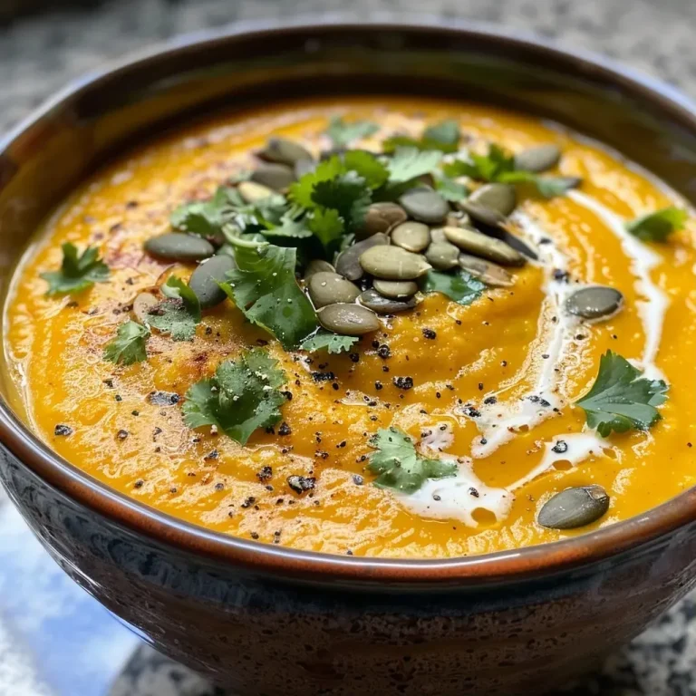 ['Close-up of a creamy coconut curry pumpkin soup with vibrant orange color, garnished with cilantro and pumpkin seeds.', 'Side view of a delicious pumpkin soup in a bowl, showcasing the texture and garnishes of coconut and spices.', 'Rich coconut curry pumpkin soup with a smooth consistency, topped with fresh cilantro and toasted seeds.', 'Appetizing presentation of pumpkin soup with a bright orange hue, highlighting the coconut milk and spices.']