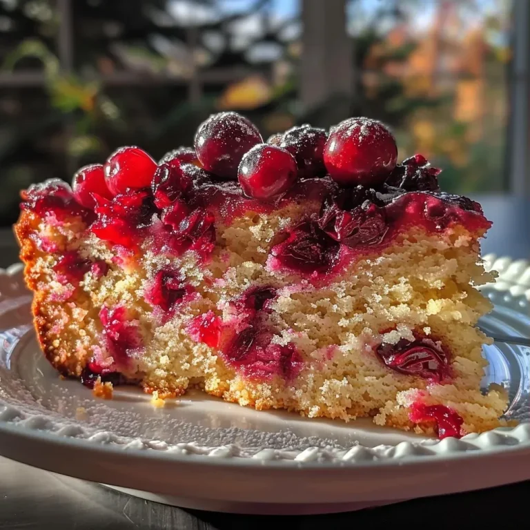 ['A close-up side view of a sliced Cranberry Orange Cake with visible juicy cranberries and orange zest.', 'A mouthwatering side view of a moist Cranberry Orange Cake, showcasing its rich red cranberry filling and orange topping.', 'A detailed side view of a delectable Cranberry Orange Cake, highlighting its vibrant layers and garnish.', 'A close-up shot of a Cranberry Orange Cake slice, featuring juicy cranberries and a hint of orange glaze.']