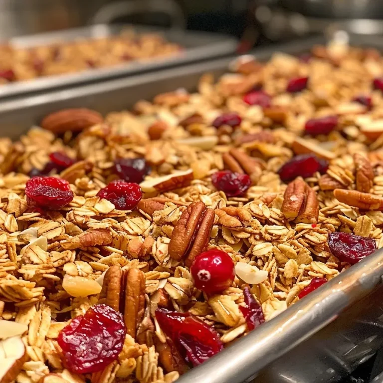['Close-up view of a bowl filled with cranberry orange granola, featuring oats and nuts.', 'Side perspective of a colorful mix of cranberry orange granola with visible nuts and dried fruits.', 'Detailed shot of cranberry orange granola presented in a rustic bowl, showcasing its textures.', 'Appetizing side view of granola with dried cranberries and orange zest, highlighting its ingredients.']