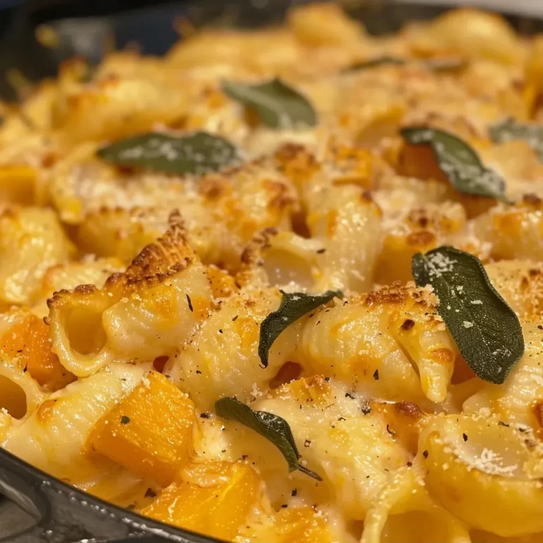 ['Close-up view of creamy butternut squash mac and cheese with a golden crust.', 'Side view of a serving of butternut squash mac and cheese, showcasing its creamy texture.', 'A vibrant dish of butternut squash mac and cheese, highlighting the pasta and cheese blend.', 'Rich, creamy butternut squash mac and cheese displayed in a bowl, garnished with herbs.']