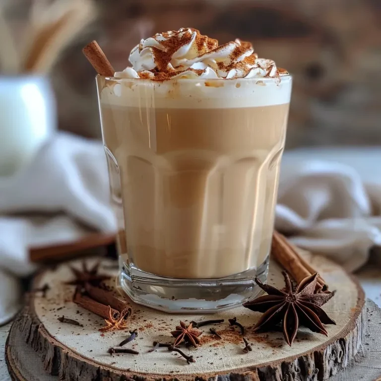 ['A close-up view of a Dirty Chai Latte with a cinnamon stick and star anise garnish.', 'A delicious Dirty Chai Latte served in a glass, featuring spices and garnishes on top.', 'Side view of a frothy Dirty Chai Latte with visible layers of milk and espresso.', 'A warm Dirty Chai Latte in a cup, surrounded by chai ingredients and garnishes.']