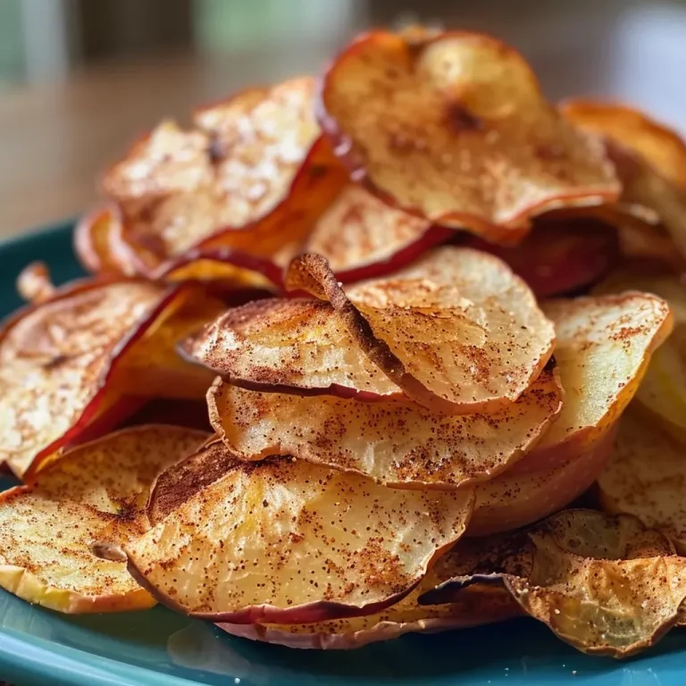 ['Close-up view of thinly sliced cinnamon apple chips arranged on a white plate.', 'Side view of crispy, golden-brown apple chips with a dusting of cinnamon.', 'A bowl filled with healthy cinnamon apple chips on a wooden table.', 'Thin apple slices coated in cinnamon, presented in an appetizing manner.']