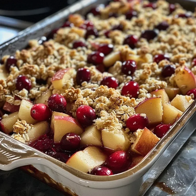 ['Close-up of a healthy cranberry apple crisp, showcasing juicy red cranberries and golden apple chunks.', 'Side view of a baked cranberry apple crisp, with a crunchy oat topping and fresh fruit peeking through.', 'Detailed view of a warm cranberry apple crisp, highlighting the contrasting textures of fruit and crispy oats.', 'Delicious cranberry apple crisp on a plate, featuring layers of tart cranberries and sweet apples.']
