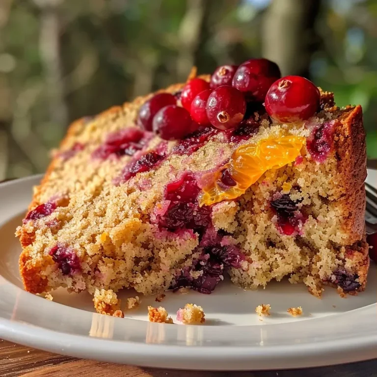 ['Close-up side view of a slice of Healthy Cranberry Orange Pound Cake with cranberries and orange zest visible.', 'A moist slice of Healthy Cranberry Orange Pound Cake showcasing red cranberries and bright orange flecks against a brown cake.', 'Side profile of a healthy slice of pound cake, highlighting the juicy cranberries and vibrant orange zest.', 'Detailed view of a slice of Healthy Cranberry Orange Pound Cake, featuring fresh cranberries and orange zest.']