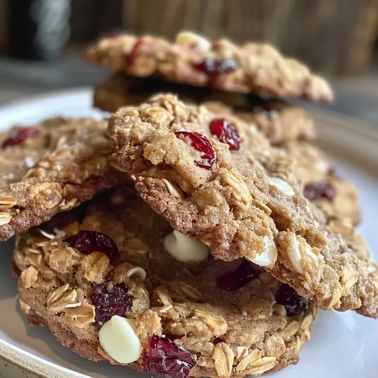 ['Close-up view of a healthy white chocolate cranberry cookie with visible cranberries and white chips.', 'Side view of a freshly baked white chocolate cranberry cookie, showcasing its chewy texture and cranberries.', 'A delicious white chocolate cranberry cookie displayed on a wooden surface, highlighting its ingredients.', 'Healthy cranberry cookie with white chocolate chips, featuring a golden brown exterior and juicy dried cranberries.']