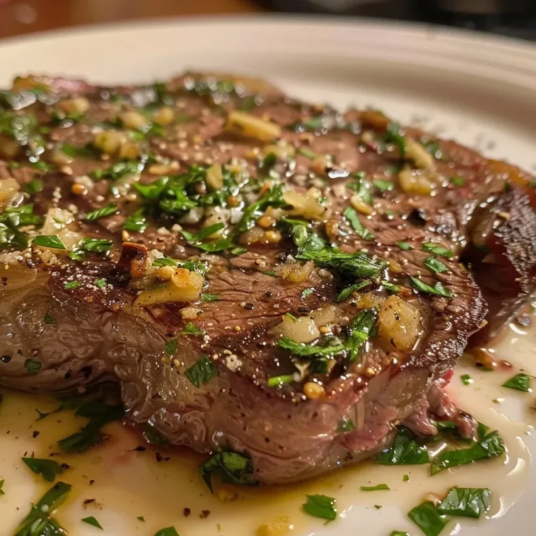 ['Close-up of a juicy ribeye steak topped with herb-garlic butter.', 'Side view of a perfectly cooked ribeye steak with melted garlic butter.', 'Close-up detail of a ribeye steak drizzled with herb-infused butter.', 'Delicious ribeye steak showcasing garlic butter and herbs glistening on top.']