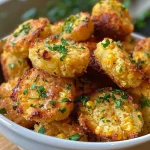 ['Close-up of golden-brown Honey Butter Cornbread Poppers with a glistening glaze.', 'Side view of freshly baked cornbread poppers showcasing a honey butter glaze.', 'Juicy Honey Butter Cornbread Poppers topped with a rich glaze and colorful ingredients.', 'Warm and inviting cornbread poppers, drizzled with honey butter, presented on a plate.']
